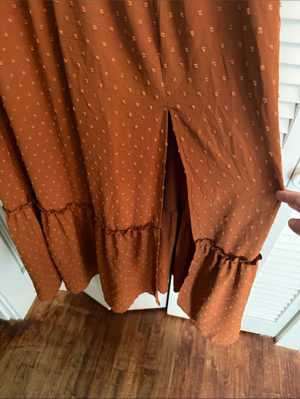 SHEIN Rust Floral Embroidered Ruffle Dress - Picture 7 of 9
